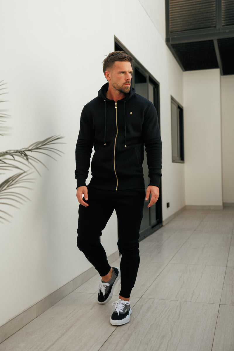 FS Schwarzer/Goldener Kapuzenpullover mit durchgehendem Reißverschluss und Taschen - FSH1438 (VORBESTELLUNG 16. DEZEMBER)