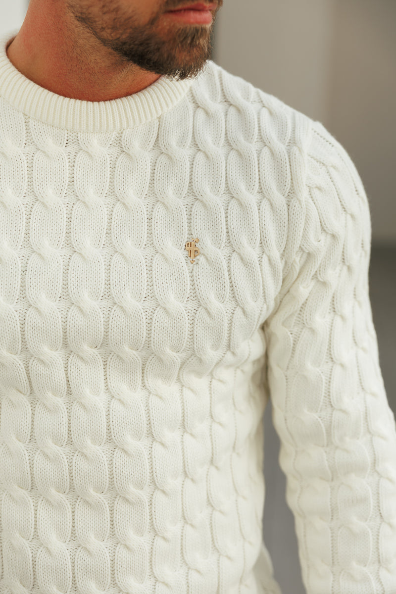 Father Sons Link Weave Knit Cream Crew Neck Jumper - FSJ126