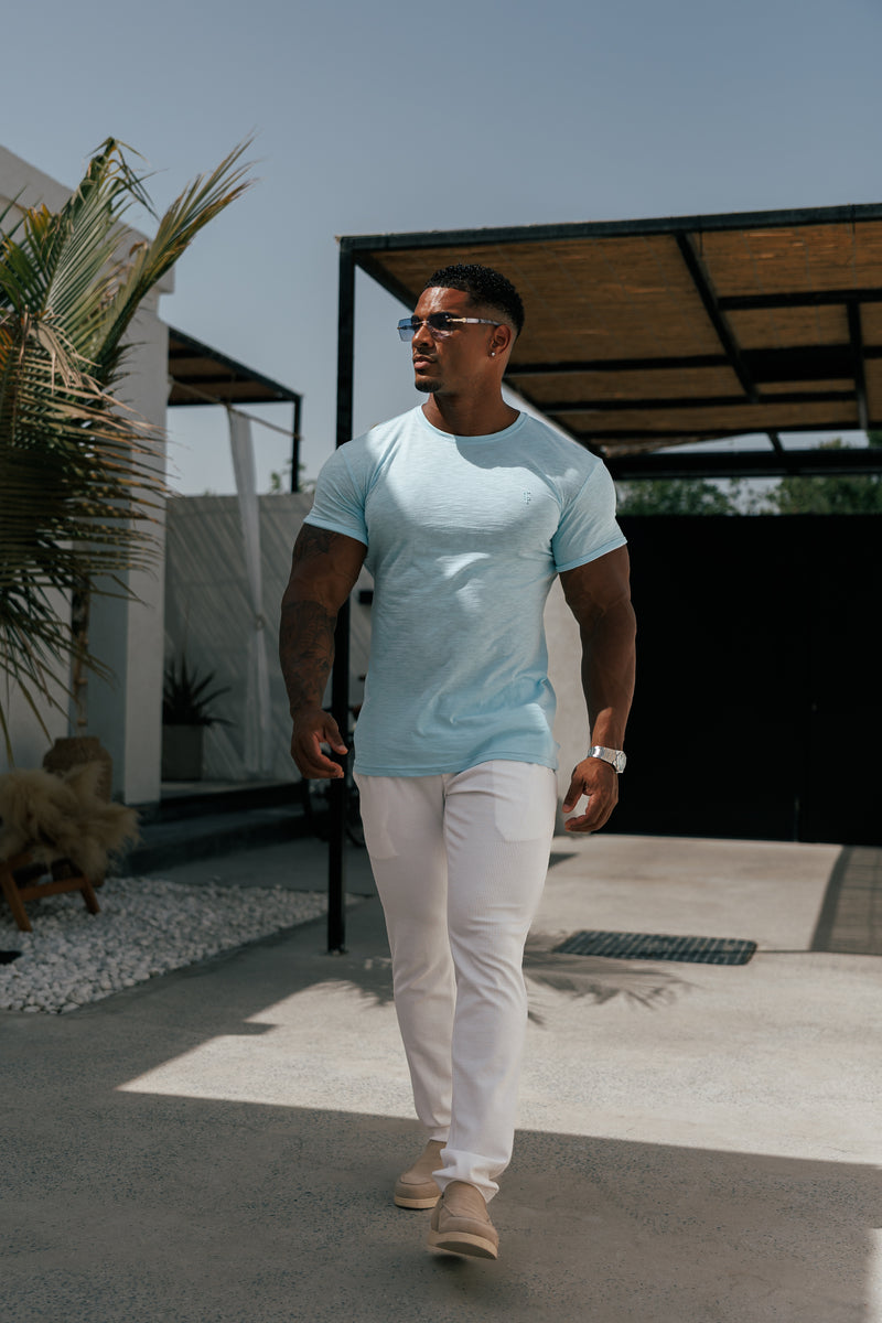 Father Sons Light Blue Slub Crew T-Shirt - FSH1335