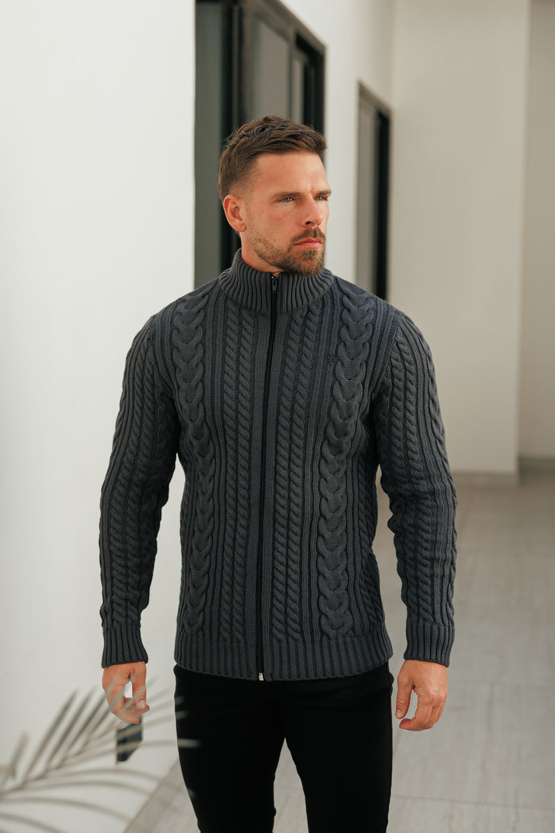Father Sons Funnel Neck Full Zip Cardigan Gunpowder - FSJ147 (VORBESTELLUNG 21. DEZEMBER)