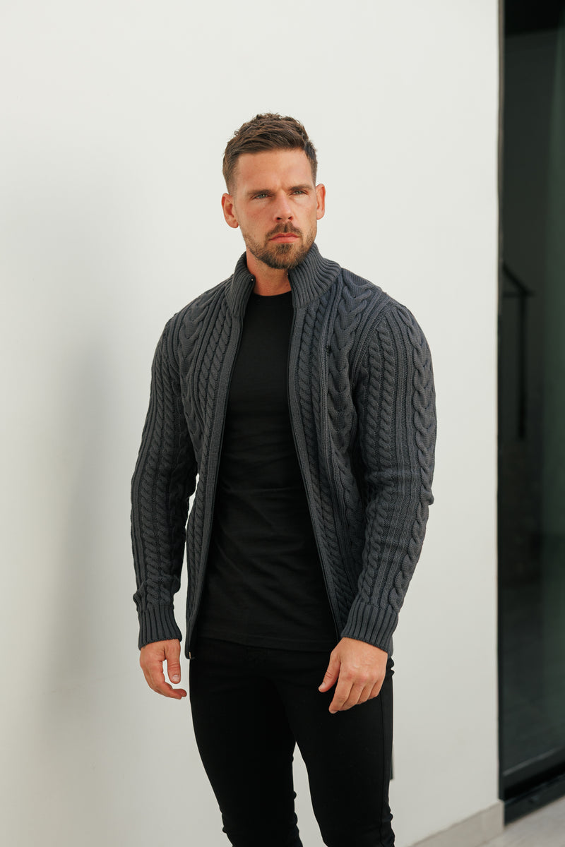 Father Sons Funnel Neck Full Zip Cardigan Gunpowder - FSJ147 (VORBESTELLUNG 21. DEZEMBER)