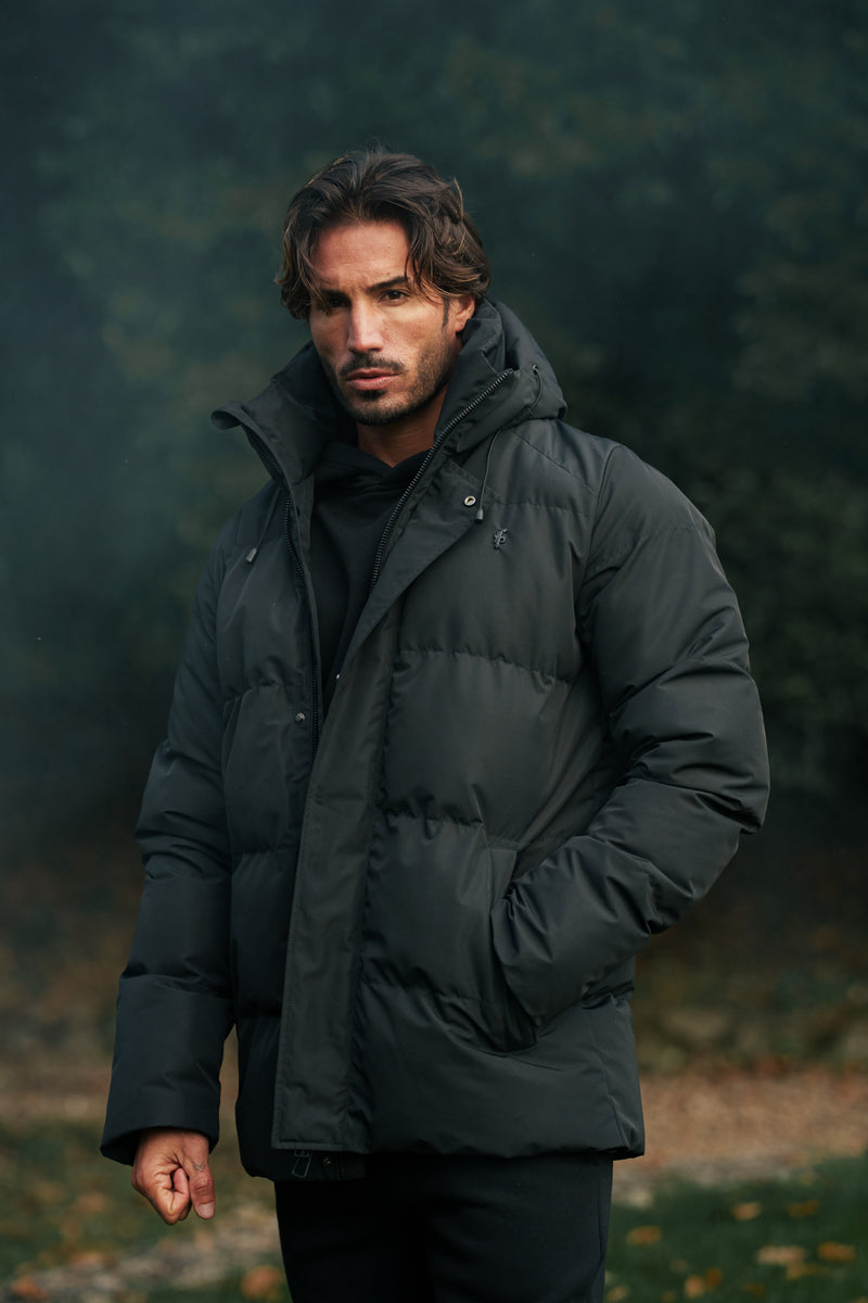 Father Sons Black Padded Coat with Hood - FSN234 (PRE ORDER 15TH DECEMBER)