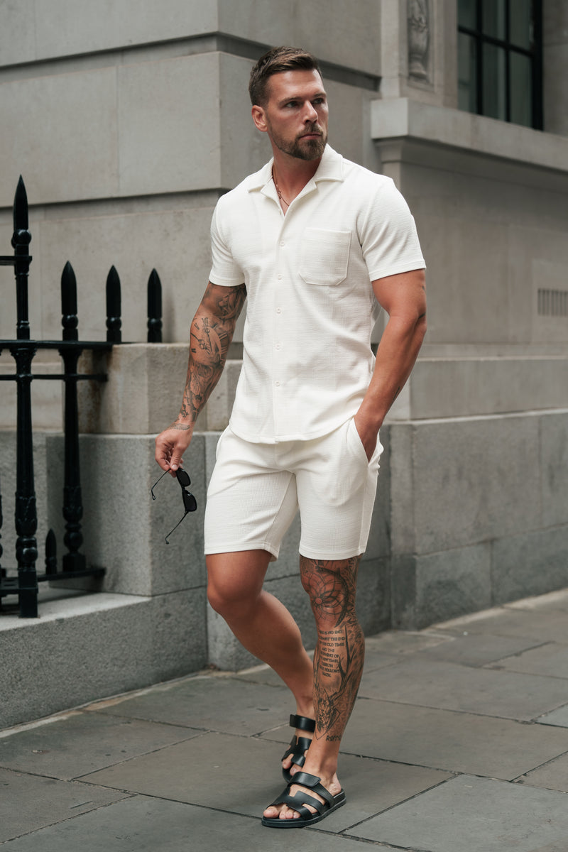 Father Sons Jersey Cord White Shorts - FSR011 (PRE ORDER 11TH AUGUST)