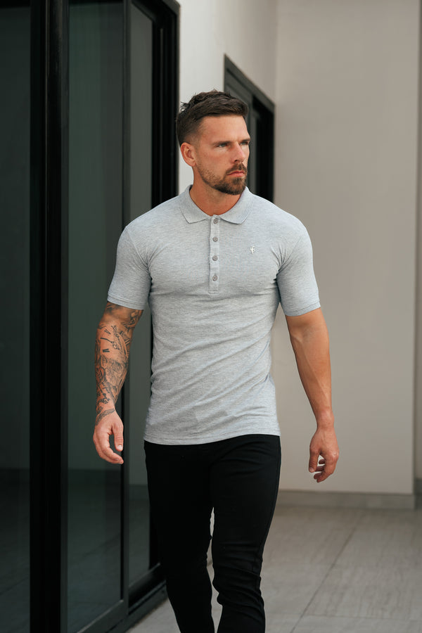 Klassisches hellgraues/silbernes Polo-Shirt für Väter und Söhne - FSH1406