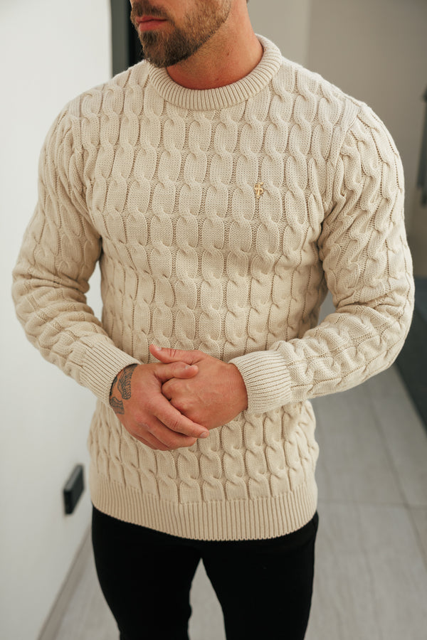 Father Sons Link Weave Knit Beige Crew Neck Jumper - FSJ127 (PRE ORDER 25TH NOVEMBER)