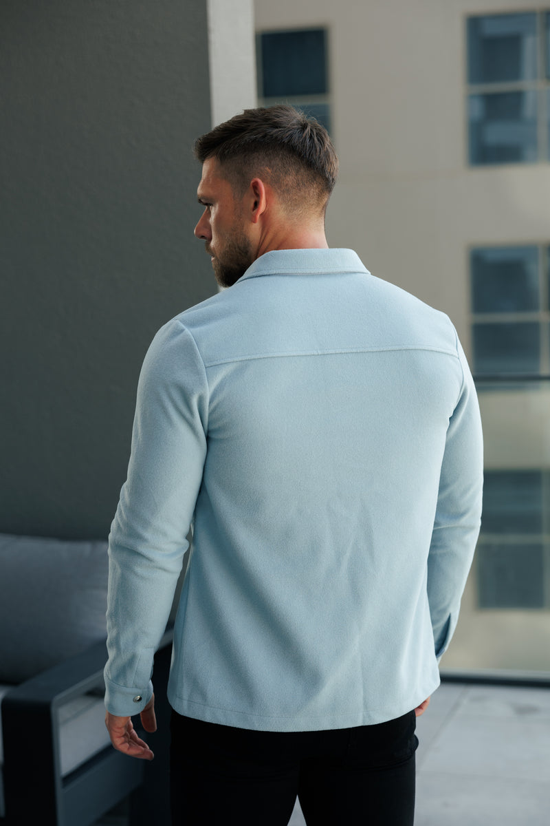 FS Gebürstete, schlichte Jacke mit Knopfleiste, Blau – FSN185