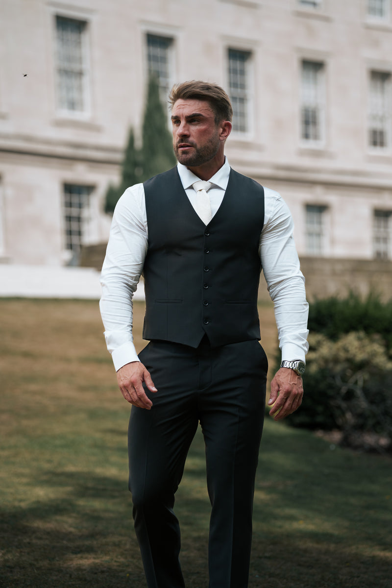 Father Sons Relaxed Formal Black Stretch Trousers - FSTR020 RELAXED