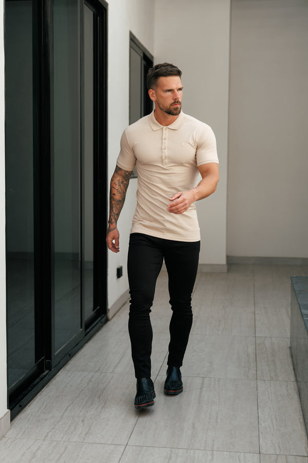 Klassisches beiges/goldenes Polo-Shirt für Väter und Söhne – FSH1409