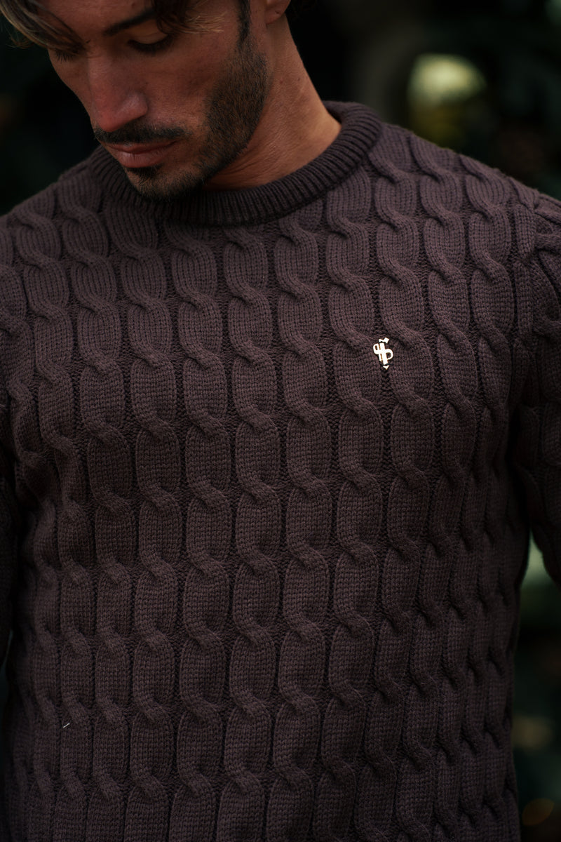 Father Sons Link Weave Knit Brown Crew Neck Jumper - FSJ141 (PRE ORDER 13TH DECEMBER)