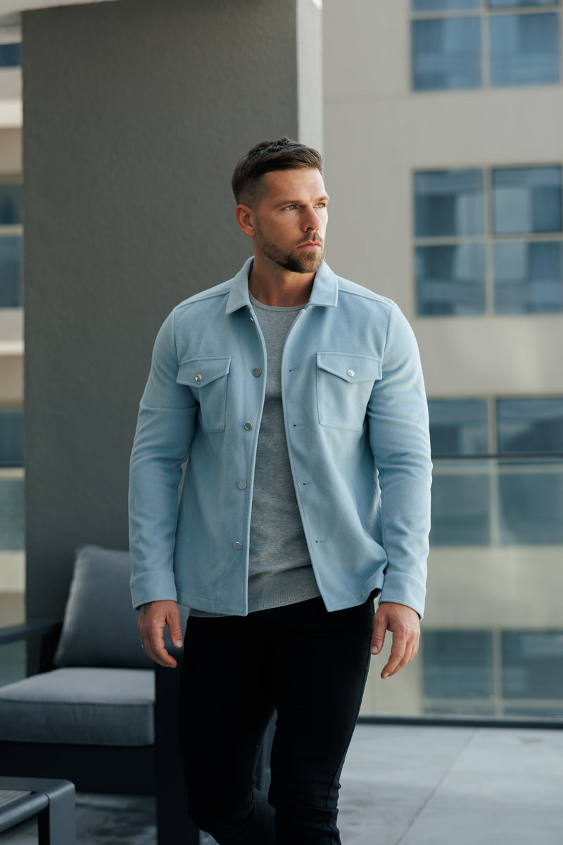 FS Gebürstete, schlichte Jacke mit Knopfleiste, Blau – FSN185