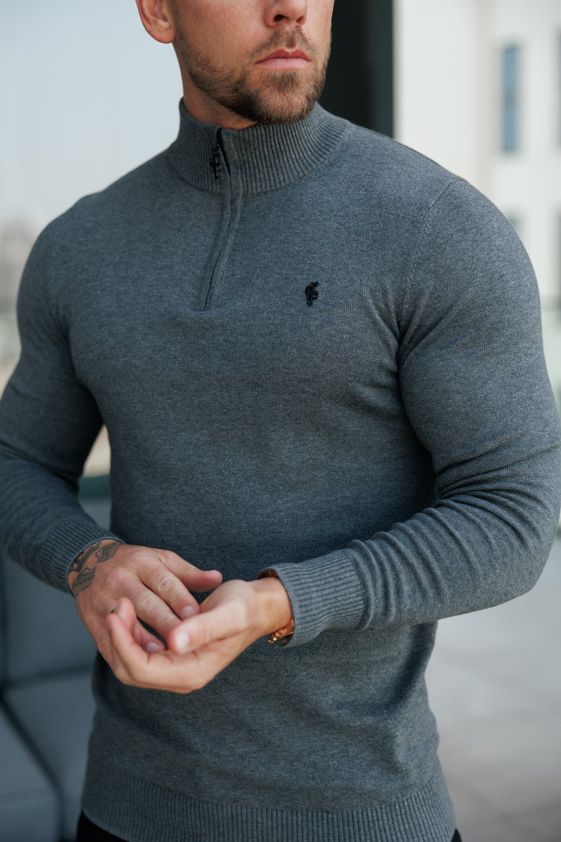 FS Charcoal Trichter Hals gestrickt Pullover mit FS Branding - FSN192