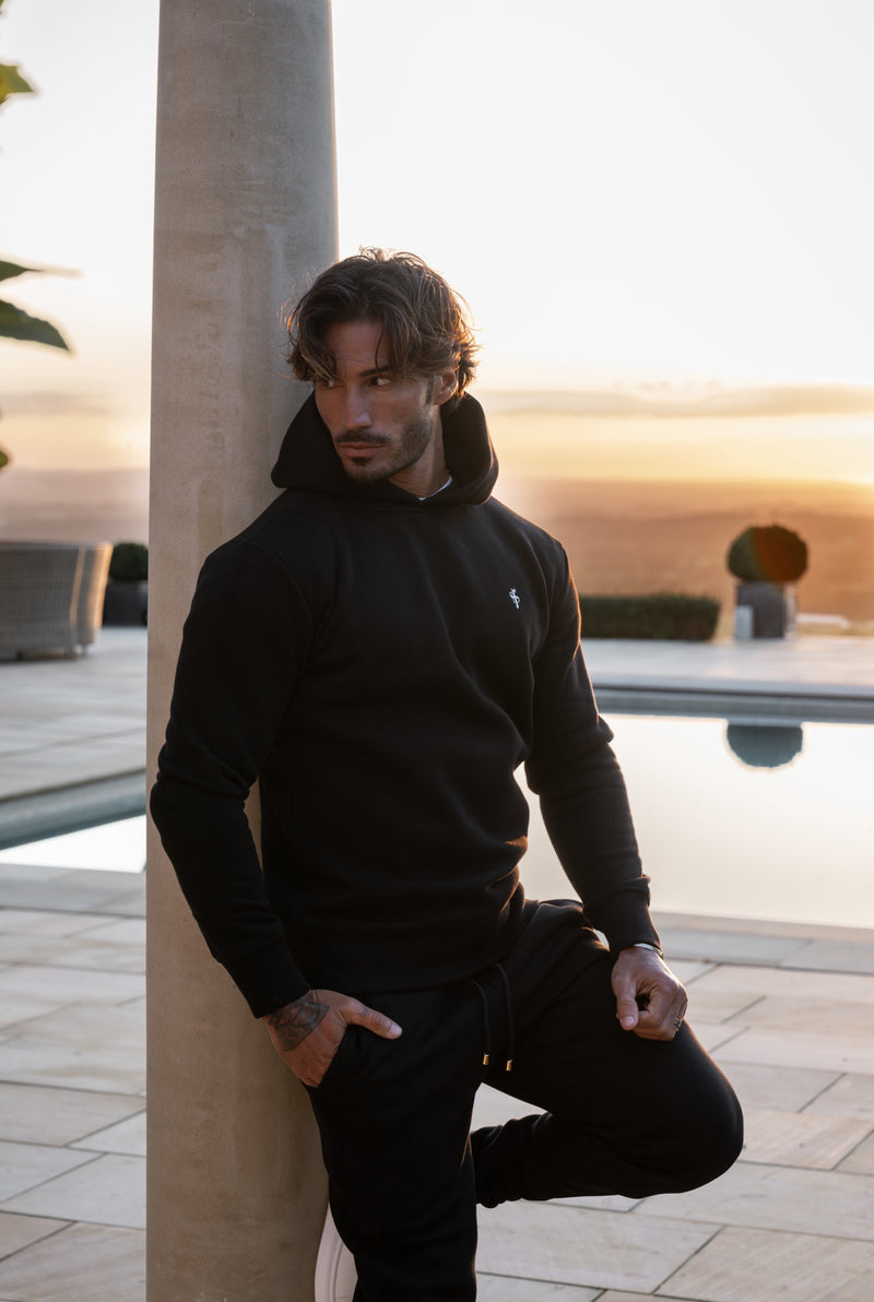 Schwarzer Cargo-Hoodie von Father Sons mit FS-Stickerei – FSH929