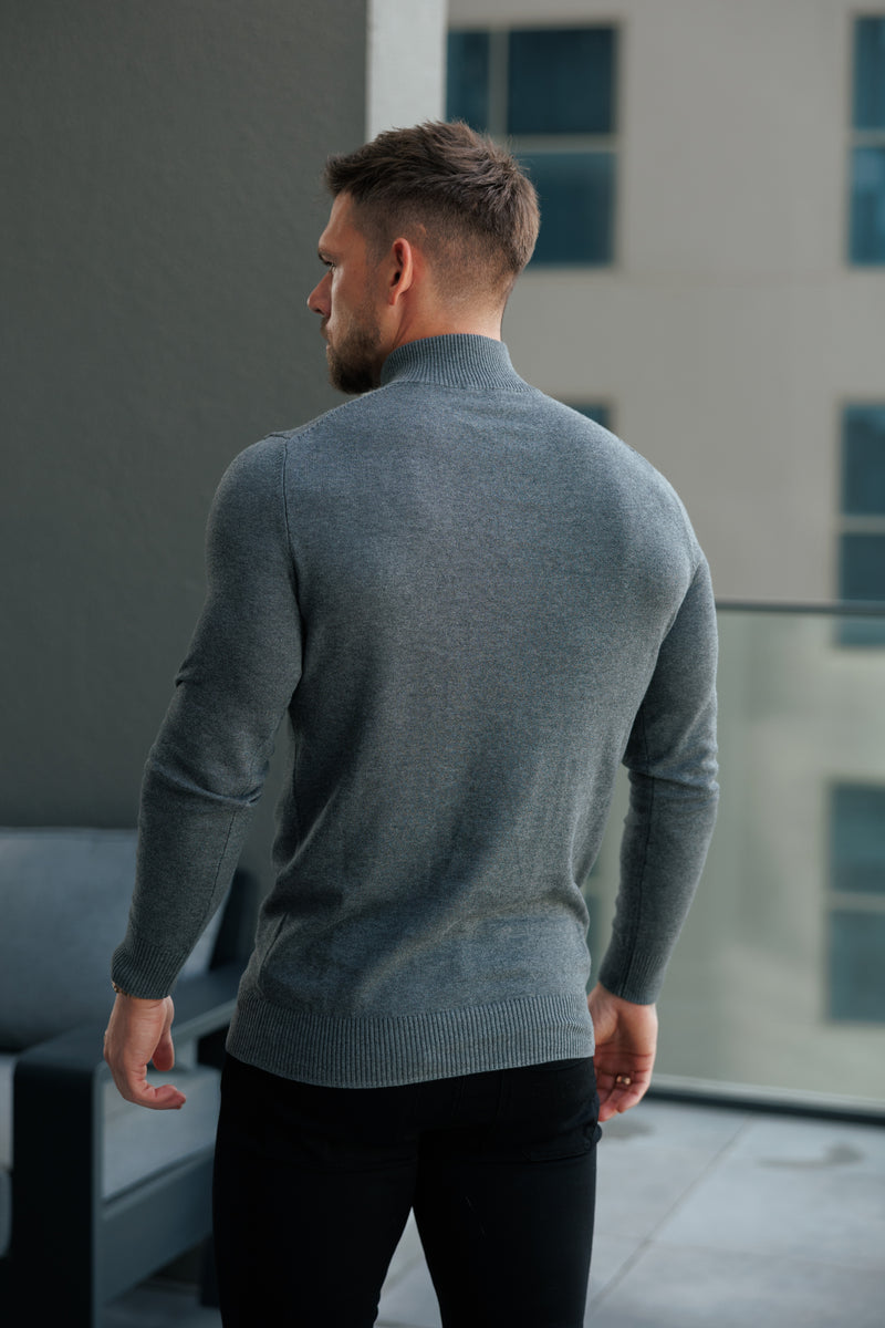 FS Charcoal Trichter Hals gestrickt Pullover mit FS Branding - FSN192