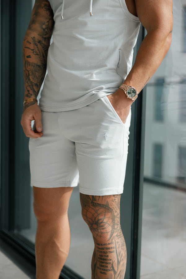 Hellgraue elastische Shorts von Father Sons – FSH899