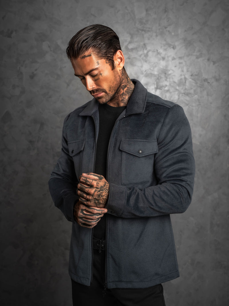 FS Gebürstete, schlichte Jacke mit Reißverschluss, Anthrazit - FSN176