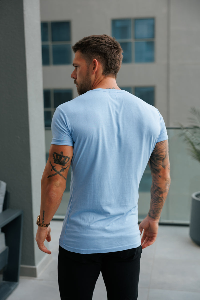 Father Sons Light Blue/ Silver Bamboo Crew T Shirt - FSH1215