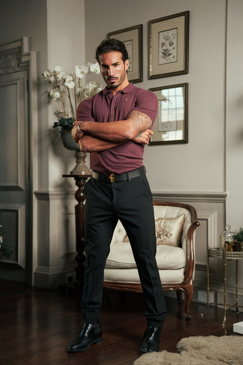 Father Sons Classic Burgundy / Gold Polo Shirt - FSH1407