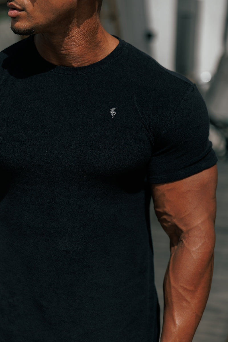 Father Sons Black Towelling Crew T Shirt - FSH816