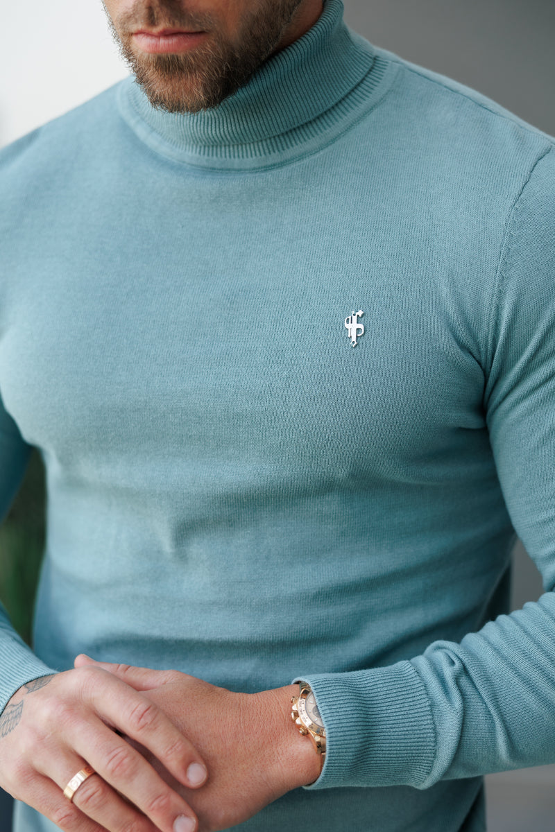 Father Sons klassischer weißer Rollkragenpullover aus Merinowolle mit FS-Stickerei – FSN018