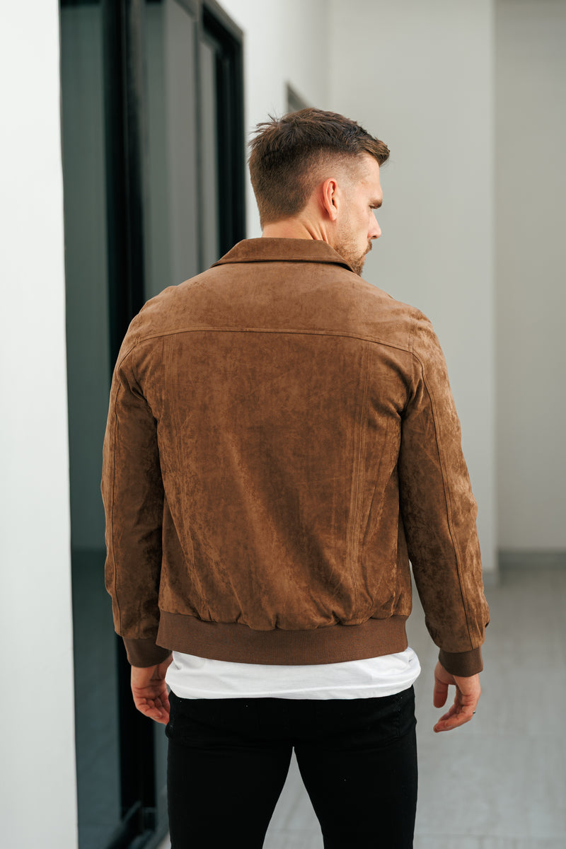 FS Suede Feel Light Brown Bomber Jacket - FSN229