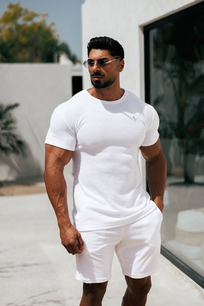 Father Sons White / Gold Towelling Crew T Shirt - FSH1345
