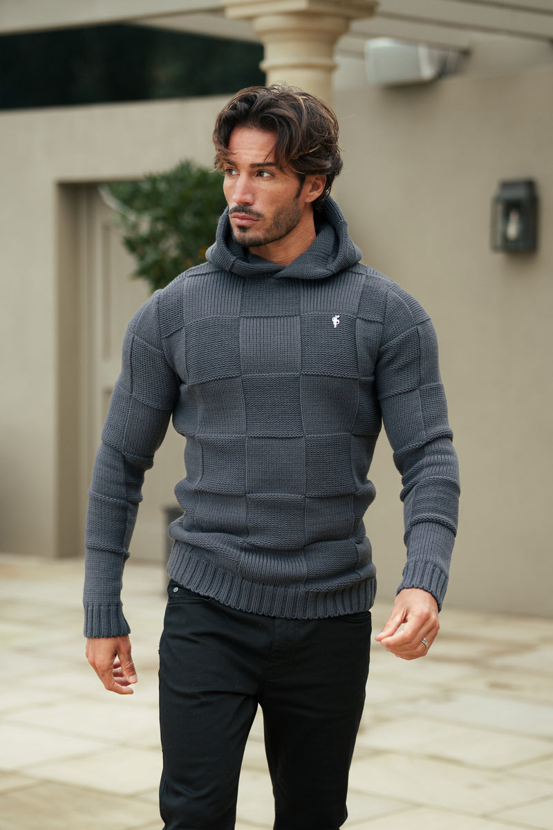 Father Sons Gunmetal Checkerboard Strickhoodie - FSJ136 (VORBESTELLUNG 11. DEZEMBER)