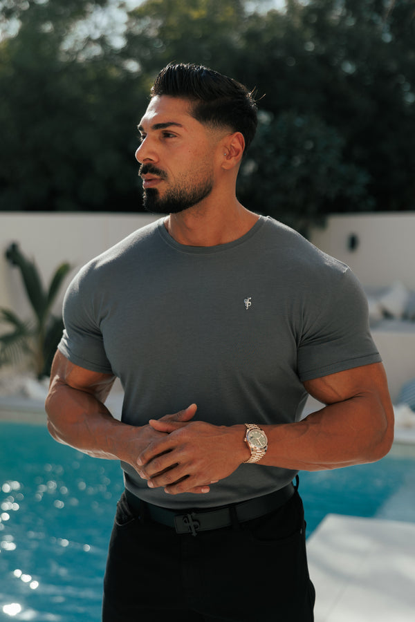 Vater-Söhne-T-Shirt mit Rundhalsausschnitt aus Bambus, Anthrazit/Silber – FSH1212