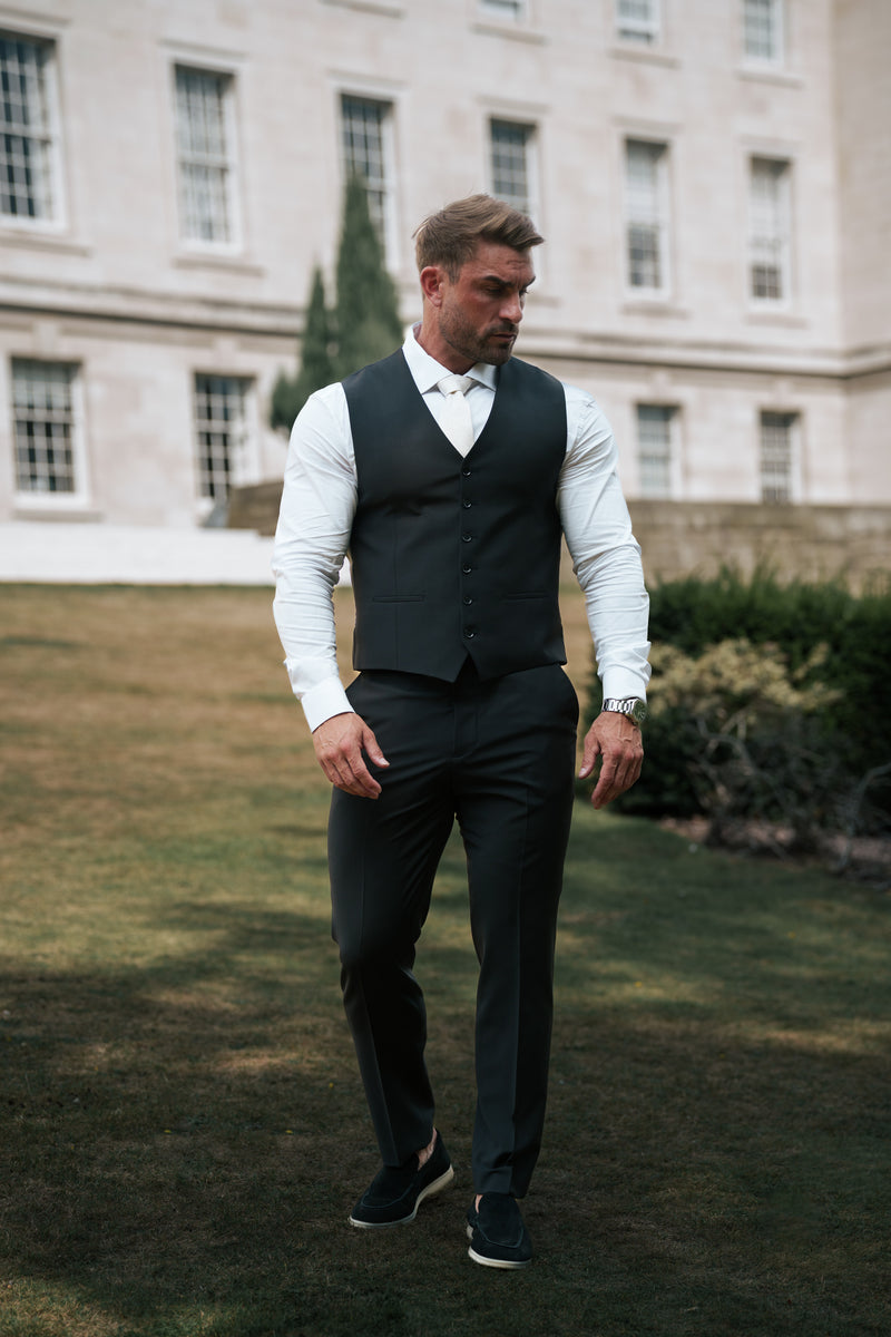 Father Sons Relaxed Formal Black Stretch Trousers - FSTR020 RELAXED