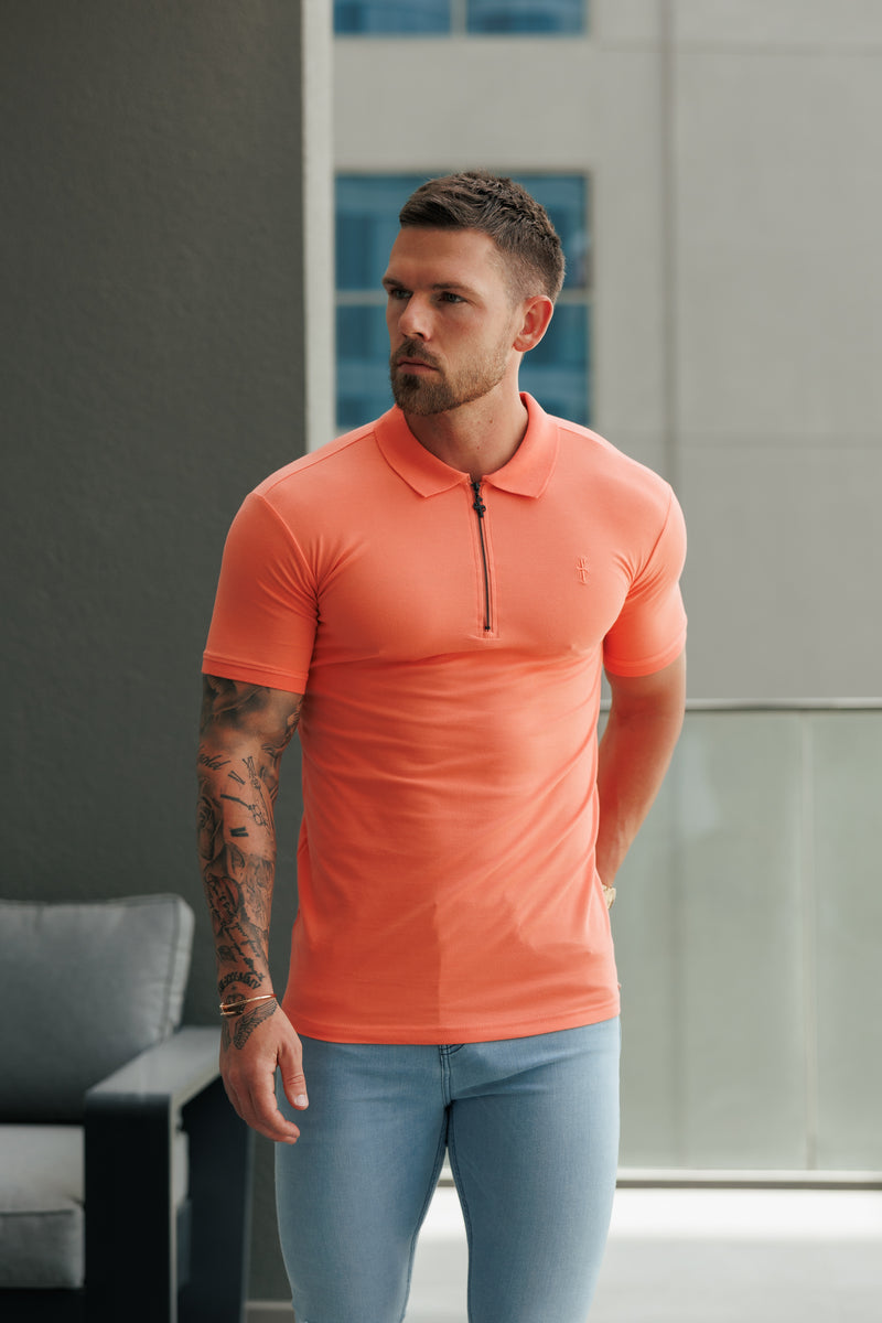Father Sons Classic Salmon Zipped Polo Shirt - FSH1232