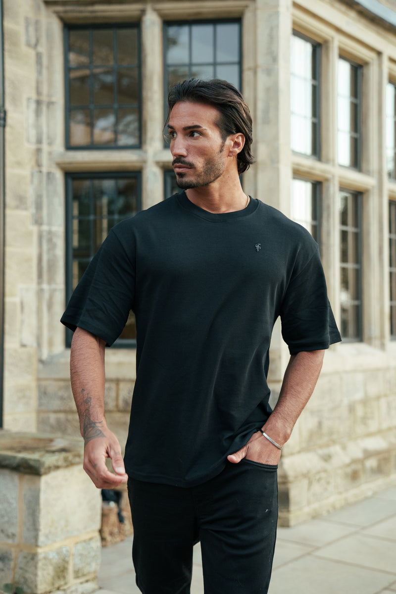 Father Sons Classic Black / Black Oversized Crew T Shirt - FSH1418