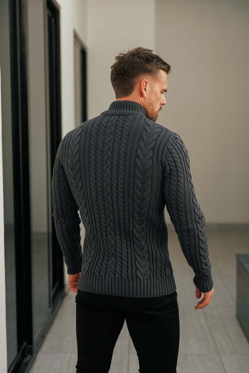 Father Sons Funnel Neck Full Zip Cardigan Gunpowder - FSJ147 (VORBESTELLUNG 21. DEZEMBER)