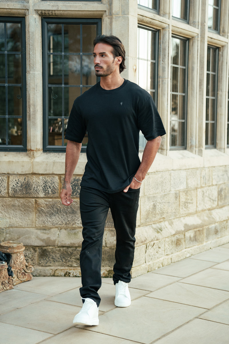 Father Sons Classic Black / Black Oversized Crew T Shirt - FSH1418