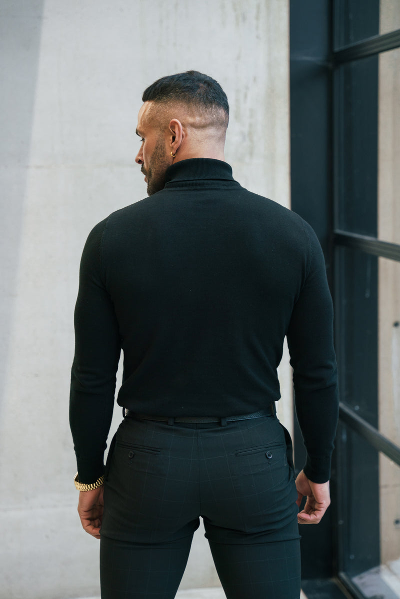 Father Sons klassischer weißer Rollkragenpullover aus Merinowolle mit FS-Stickerei – FSN018