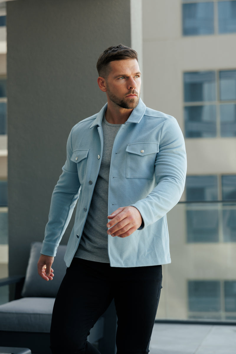 FS Gebürstete, schlichte Jacke mit Knopfleiste, Blau – FSN185