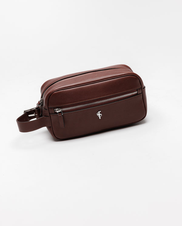 Vater-Söhne-Kulturtasche aus dunkelbraunem Leder – FSH1393