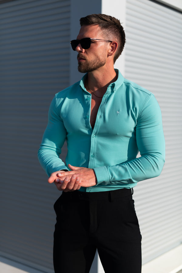 FS Super Slim LS New Mint Scuba mit Button Down Kragen - FS1116