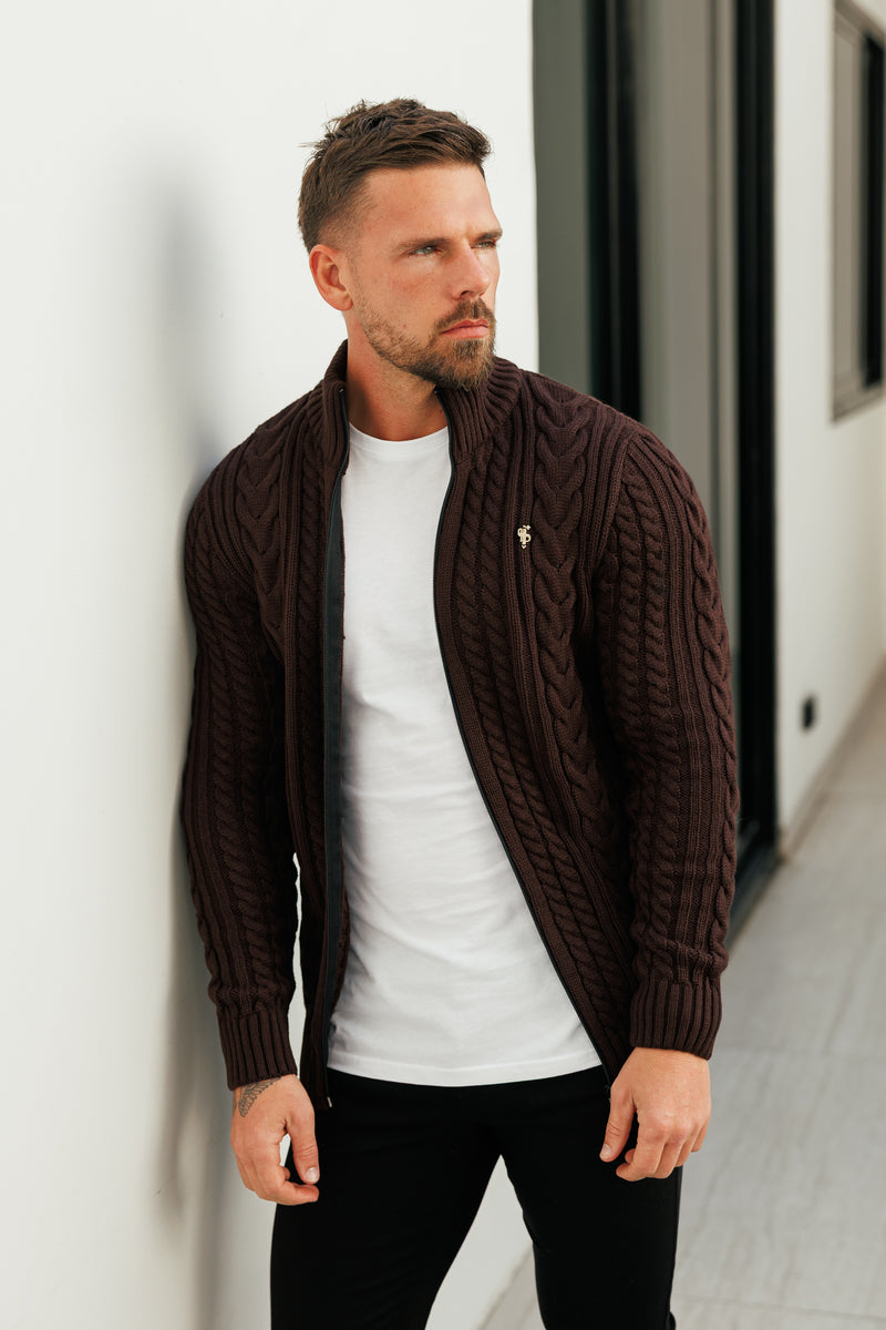 Father Sons Funnel Neck Full Zip Cardigan Brown - FSJ142 (VORBESTELLUNG 21. DEZEMBER)