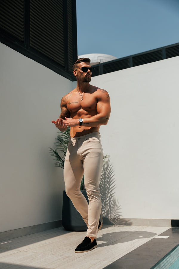 Father Sons Ultra Stretch Beige Relaxed Jeans – FSJEAN008