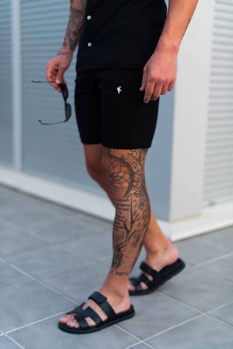 Schwarze Piqué-Shorts für Vater und Sohn – FSH1359