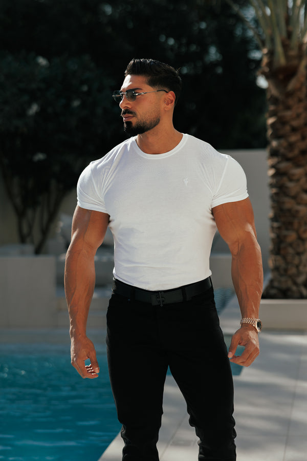 Weißes Bambus-Rundhals-T-Shirt von Vater und Sohn – FSH576