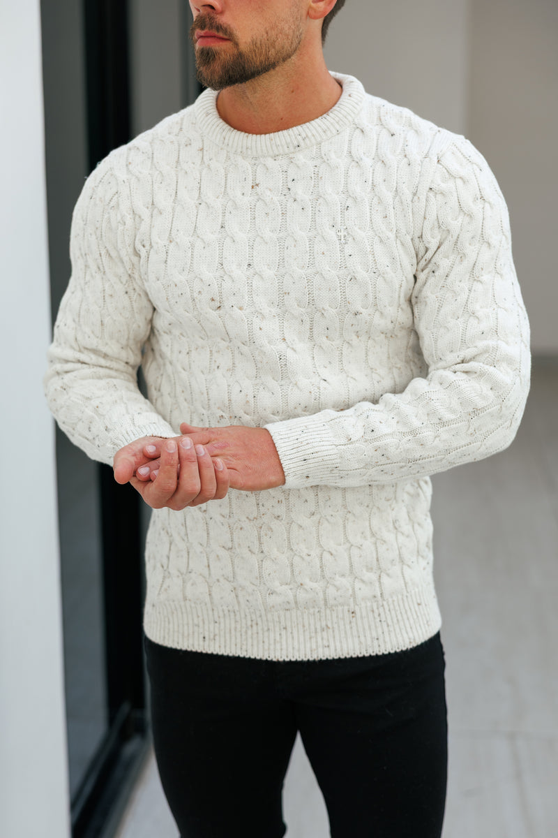 Father Sons Link Weave Knit Beige Fleck Crew Neck Jumper - FSJ128