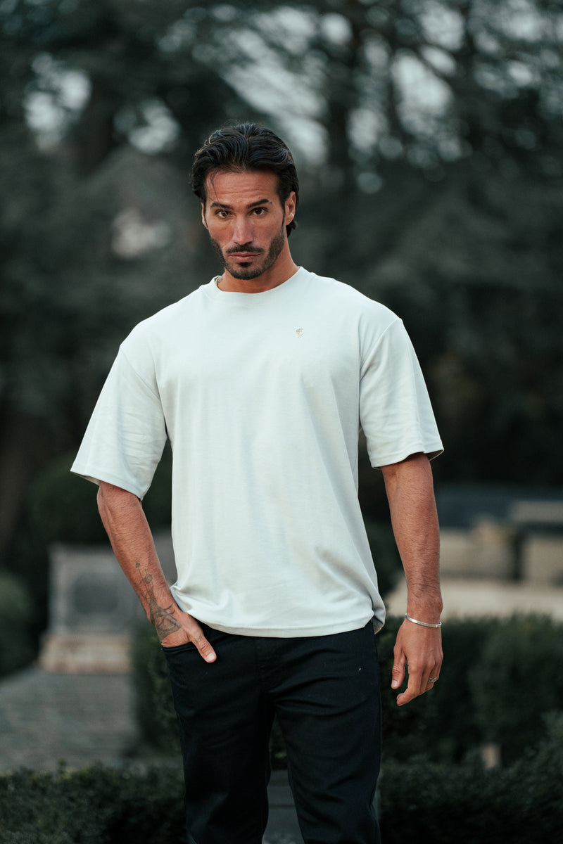 Father Sons Classic Light Grey / Silver Oversized Crew T Shirt - FSH1421
