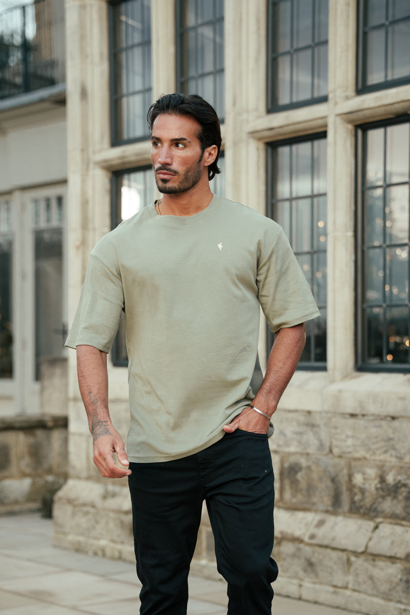 Father Sons Classic Olive / Gold Oversized Crew T Shirt - FSH1419