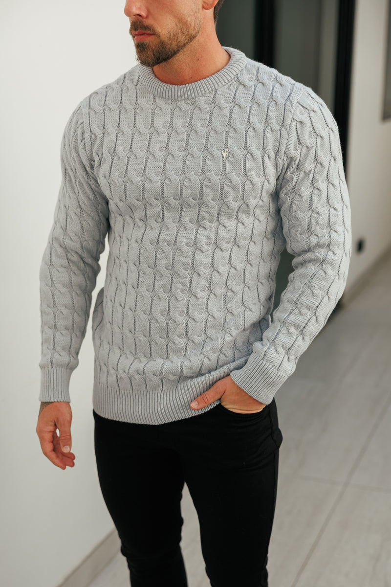 Father Sons Link Weave Knit Cop Grey Crew Neck Jumper - FSJ129