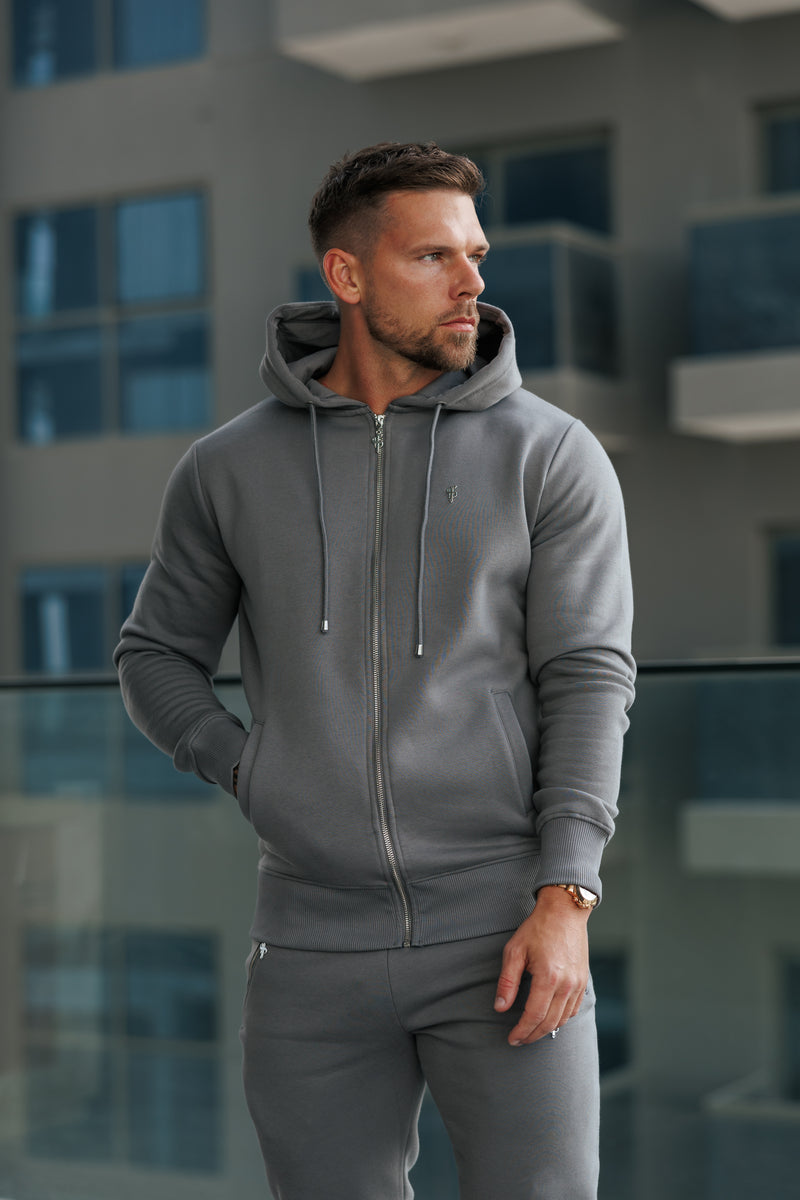 FS Holzkohle / Silber Full Zip Hoodie mit Taschen - FSH1251
