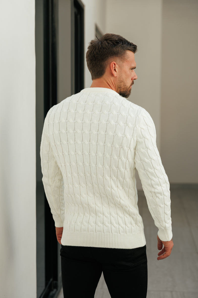 Father Sons Link Weave Knit Cream Crew Neck Jumper - FSJ126