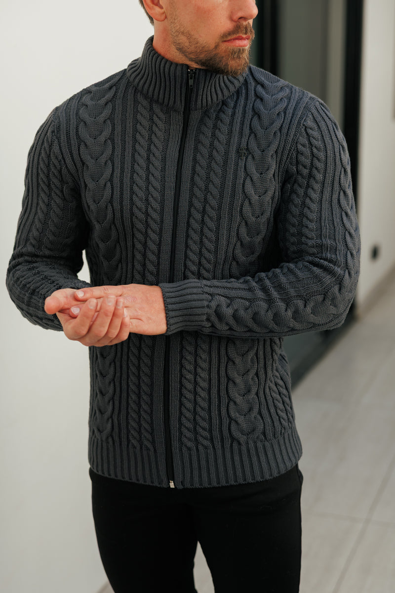 Father Sons Funnel Neck Full Zip Cardigan Gunpowder - FSJ147 (VORBESTELLUNG 21. DEZEMBER)