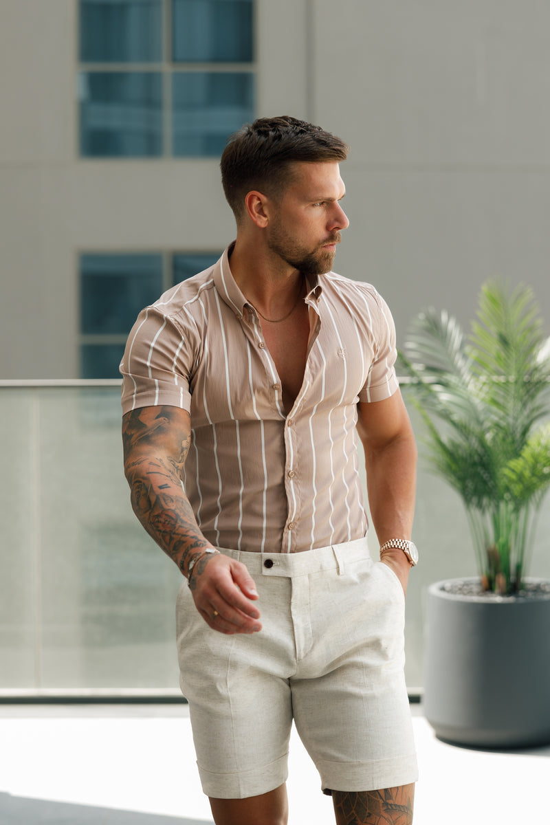 Maßgeschneiderte Leinenshorts für Vater und Sohn - FSTS002