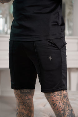 Father Sons Scuba Schwarz/Silber Shorts mit elastischem Kordelzug und Biesen - FSH1039