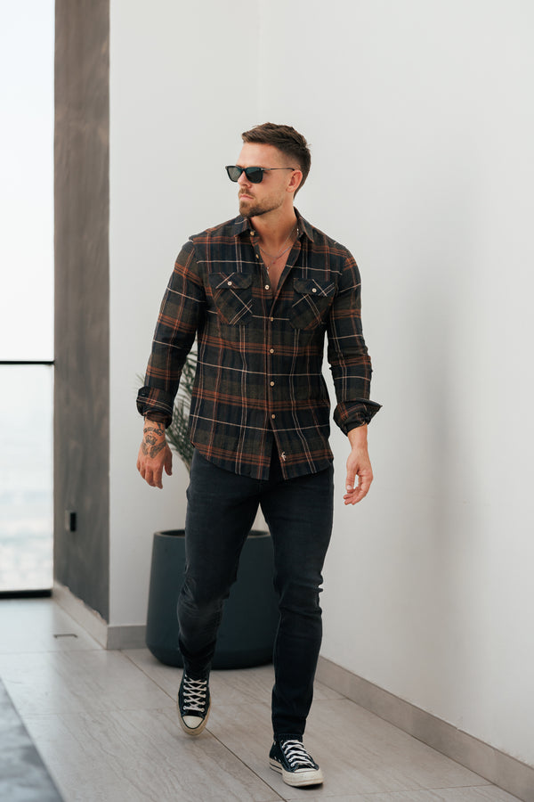 Schwarze, lässige Stretch-Jeans im Used-Look von Vater und Sohn – FSJEAN018
